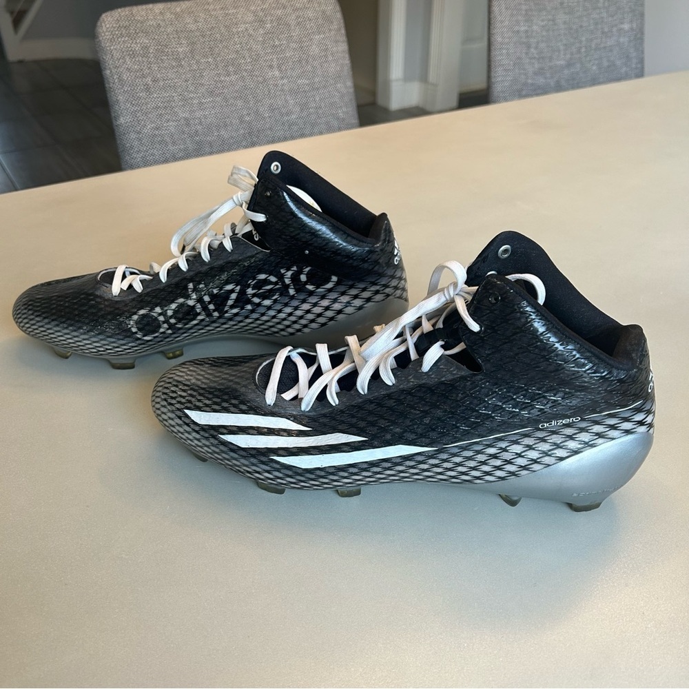Adidas Adizero 5 star 3.0 MID black and Silver Mens Football Cleats. Size 15
